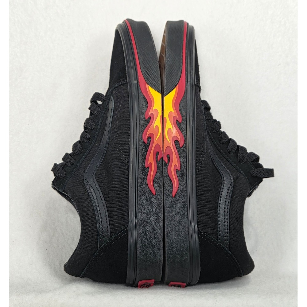 VANS Old School Flame Wall Black Low Top Lace Up Sneakers Unisex Men-6 Women-7.5
